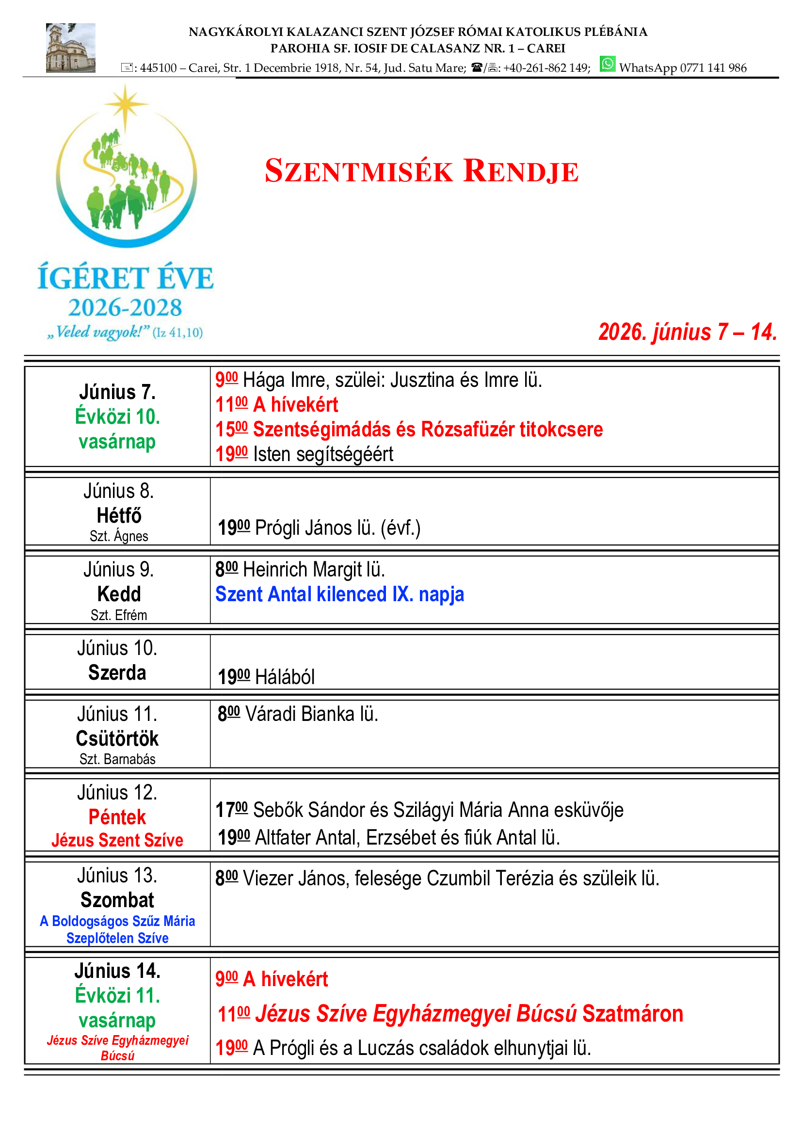 E heti szentmis�k